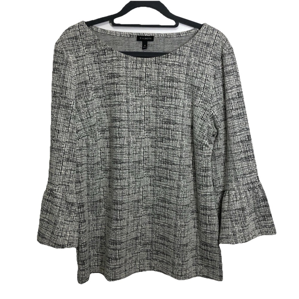Talbots Womens Knit Top Career Professional 3/4 Flare Sleeve White Size‎ M